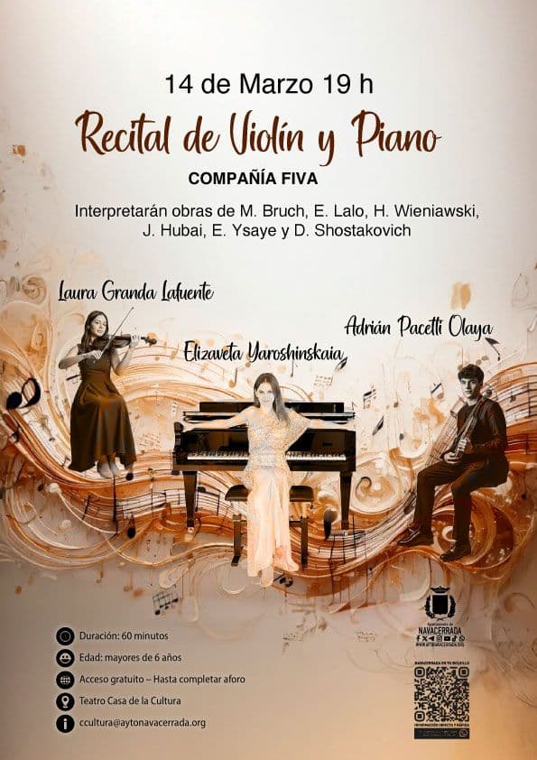 Sábado 14 de marzo — Recital de Violín y Piano